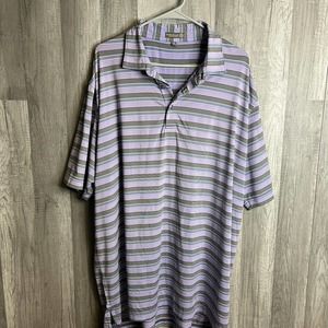 Peter‎ Millar Polo Shirt Adult 2XL Blue Striped Golf Summer Comfort Stretch Mens